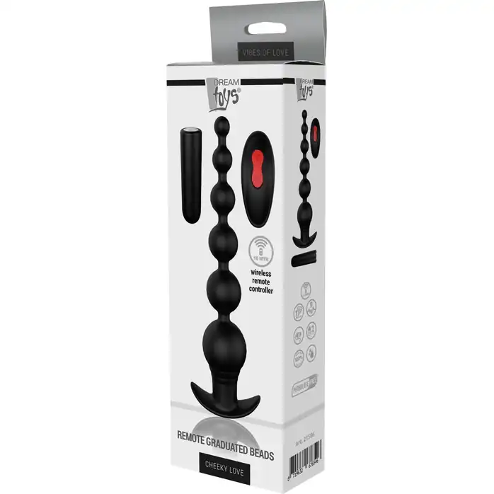 Черный анальный вибромассажер Remote Graduating Beads - 20,7 см - Essentials. Фотография 4.