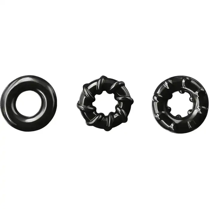Набор из 3 черных эрекционных колец Dyno Rings - Renegade