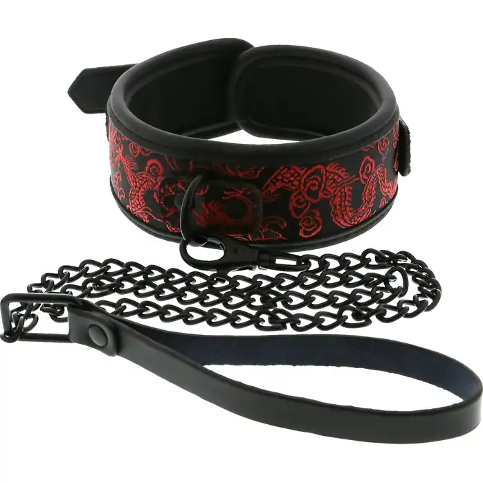Красно-черный ошейник с поводком COLLAR LEASH - Blaze