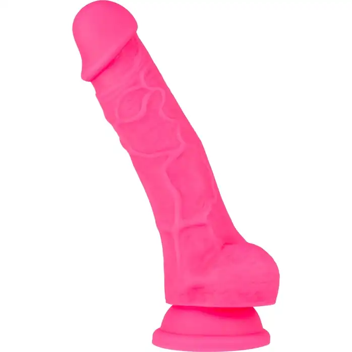 Розовый реалистичный фаллоимитатор на присоске NEO 7.5INCH DUAL DENSITY COCK W. BALLS - 19 см - Neo
