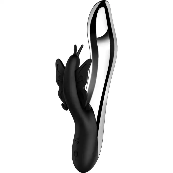 Черный вибратор с подсветкой NAGHI NO.37 RECHARGEABLE LIGHT-UP VIBE - 24 см - Naghi by Tonga