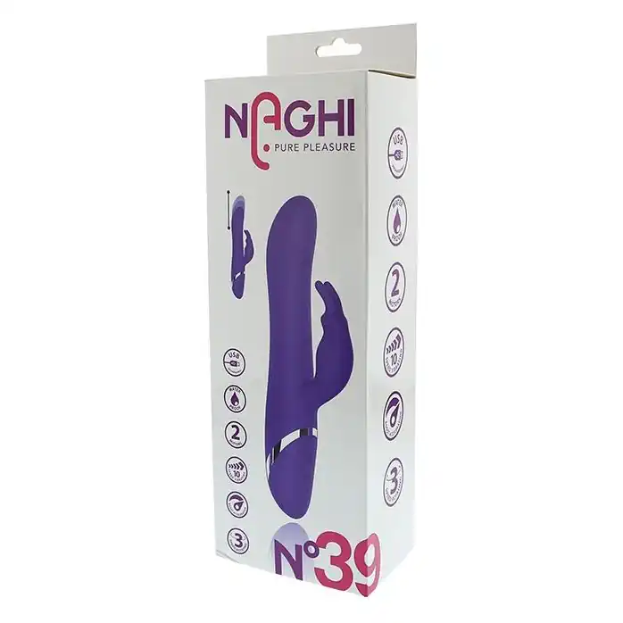 Фиолетовый вибратор-кролик с пуш-эффектом NAGHI NO.39 RECHARGEABLE THRUSTER VIBE - 15 см - Naghi by Tonga. Фотография 4.