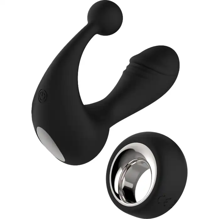 Черный вибромассажер со стимулятором клитора HELIOS REMOTE - Midnight Magic