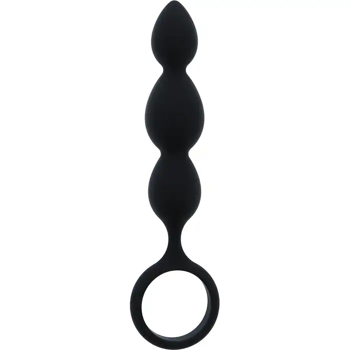 Черная анальная пробка-елочка SILICONE ANAL BEAD - 16,5 см - All Time Favorites