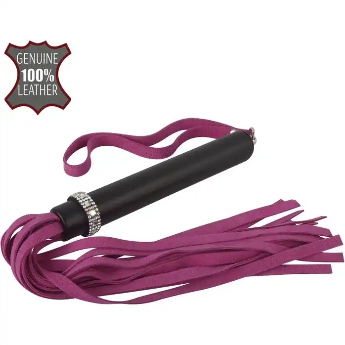 Розово-черная многохвостая плеть Гламур - 41 см - BDSM accessories