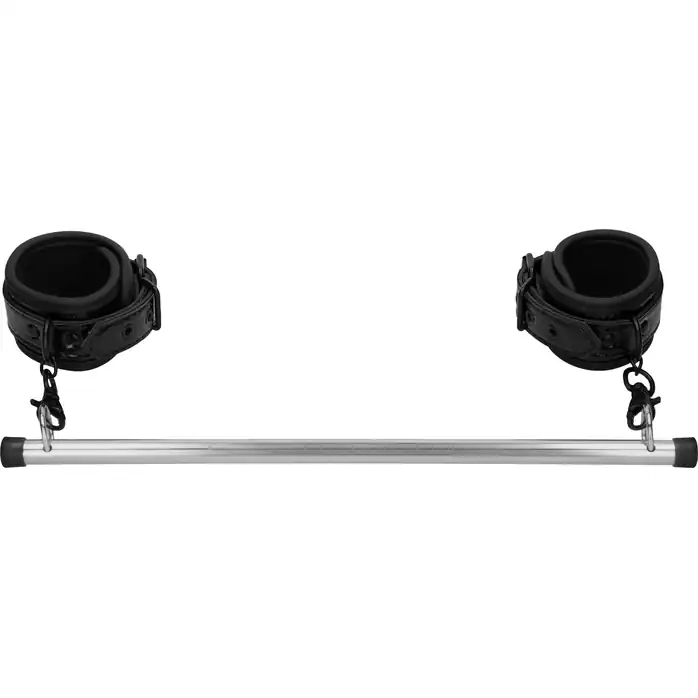 Черные поножи с распоркой Luxury Spreader Bar - Ouch!