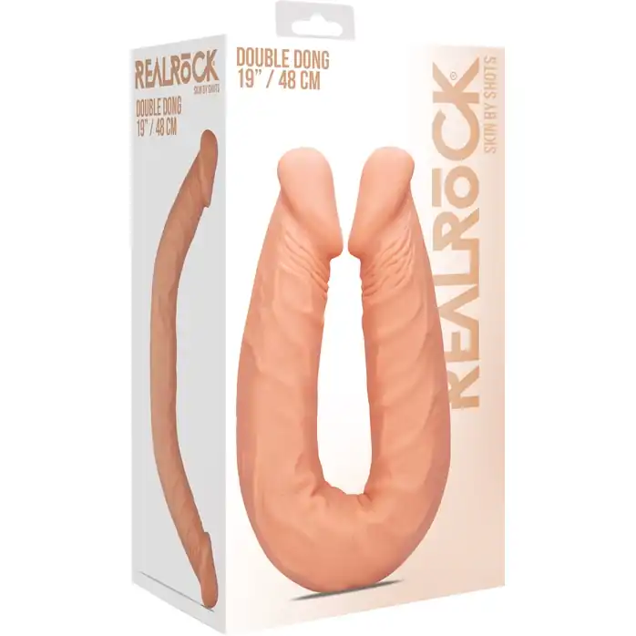 Телесный двусторонний фаллоимитатор длиной Double Dong - 48,1 см - RealRock. Фотография 5.