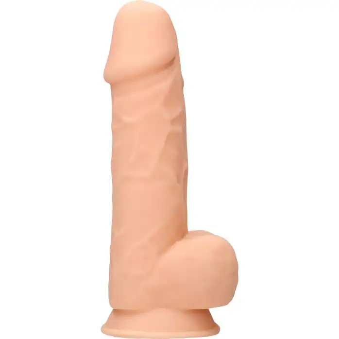 Телесный фаллоимитатор Silicone Dildo With Balls - 21,6 см - RealRock. Фотография 3.