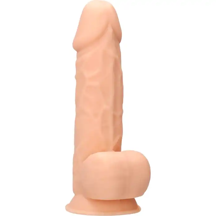 Телесный фаллоимитатор Silicone Dildo With Balls - 21,6 см - RealRock