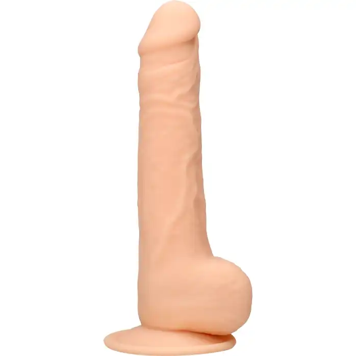 Телесный фаллоимитатор Silicone Dildo With Balls - 24 см - RealRock. Фотография 3.