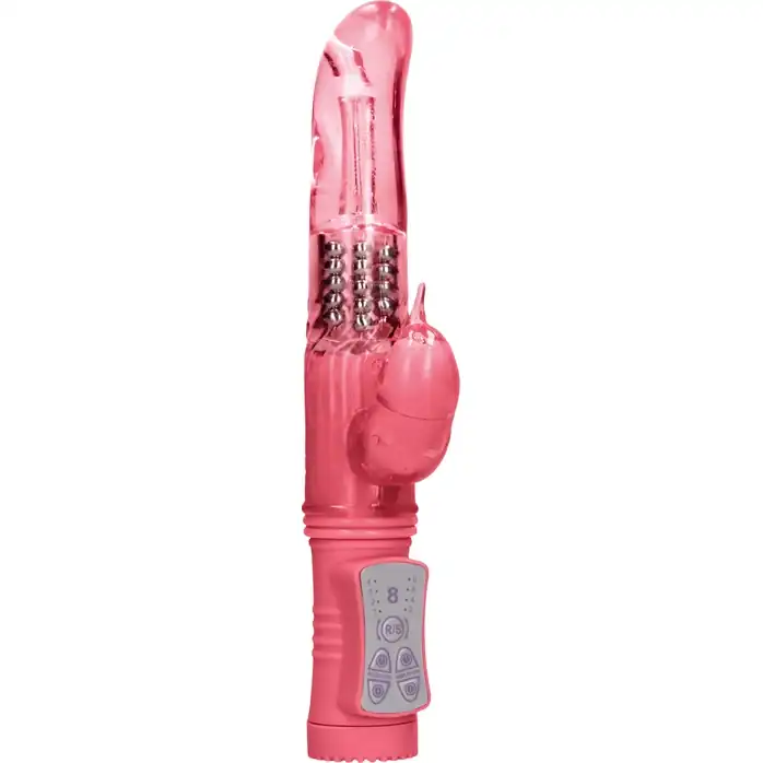 Розовый вибратор-кролик Rotating Dolphin - 23 см - Shots Toys
