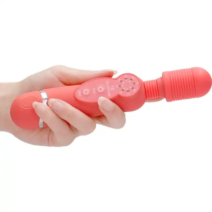 Розовый универсальный массажер Silicone Massage Wand - 20 см - Shots Toys. Фотография 4.