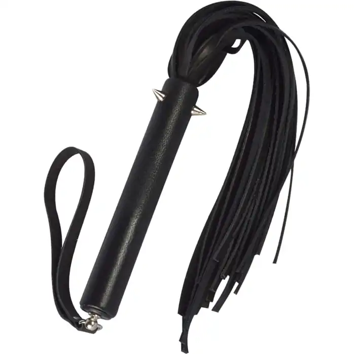 Черная кожаная плеть с шипиками - 41 см - BDSM accessories
