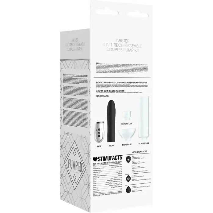 Черный набор Twister 4 in 1 Rechargeable Couples Pump Kit - PUMPED. Фотография 11.