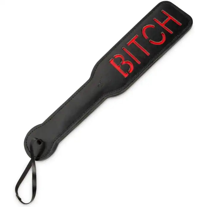 Черная шлёпалка с надписью Bitch - 31,5 см