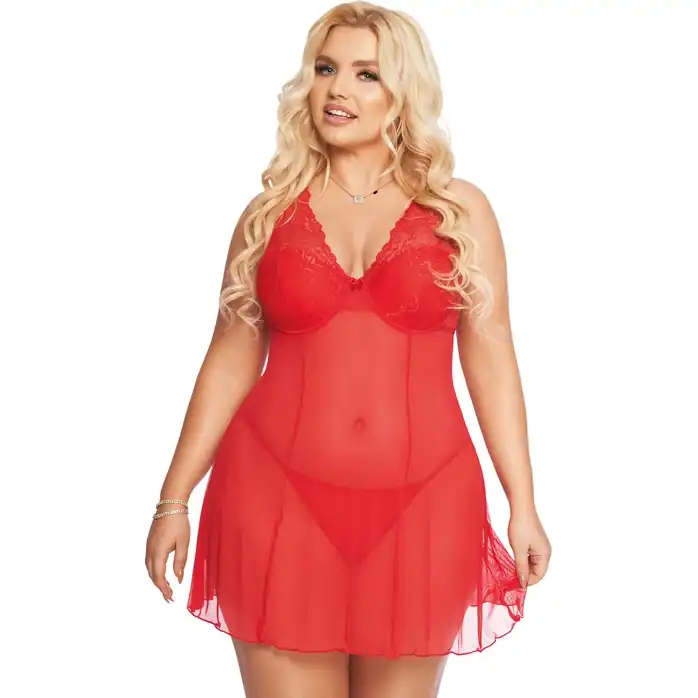 Полупрозрачная сорочка Berta - Plus size. Фотография 3.