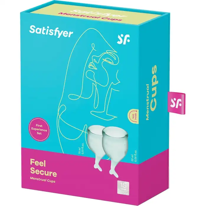Набор темно-зеленых менструальных чаш Feel secure Menstrual Cup. Фотография 4.