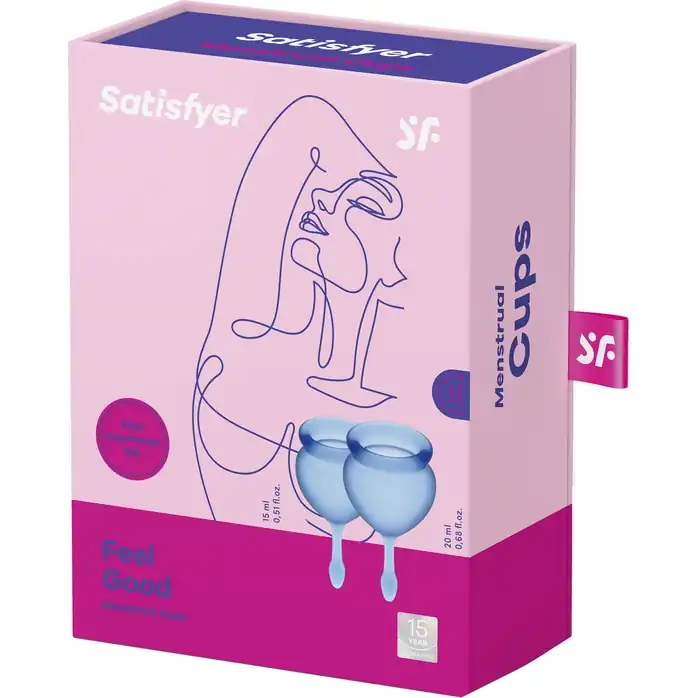 Набор синих менструальных чаш Feel good Menstrual Cup. Фотография 4.