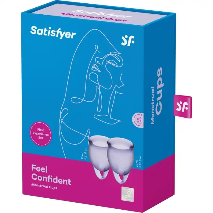 Набор фиолетовых менструальных чаш Feel confident Menstrual Cup. Фотография 4.