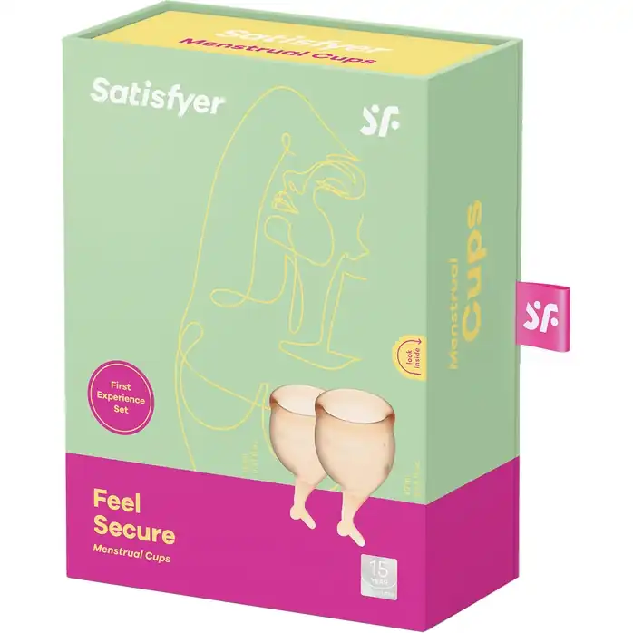 Набор оранжевых менструальных чаш Feel secure Menstrual Cup. Фотография 4.