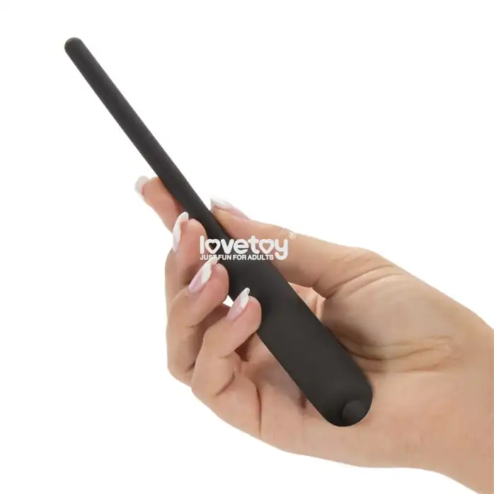 Черный уретральный виброплаг Silicone Vibrating Urethral Dilator - 21 см. Фотография 4.
