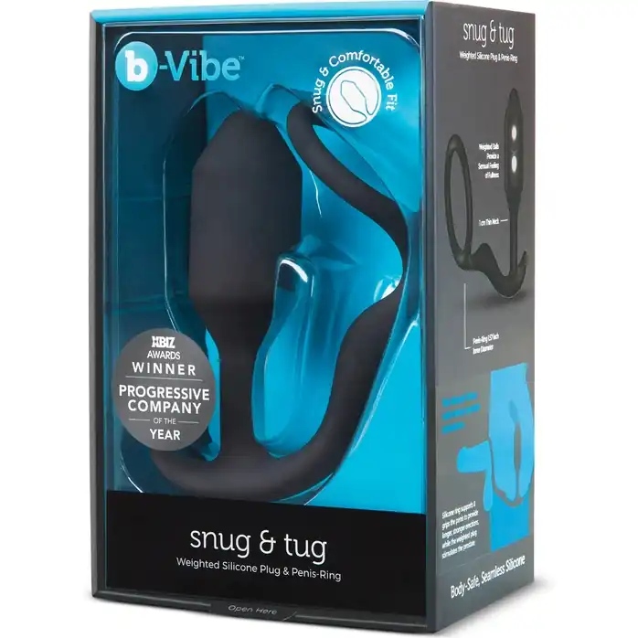 Черное эрекционное кольцо с анальным плагом Snug Tug. Фотография 5.