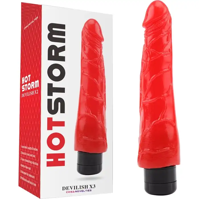 Красный реалистичный вибратор Hot Storm Devilish X3 - 23,2 см - Hotstorm. Фотография 2.