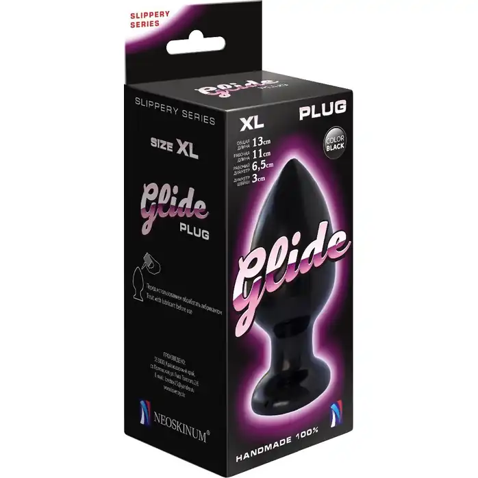 Черный анальный плаг Glide XL - 13 см - GLIDE
