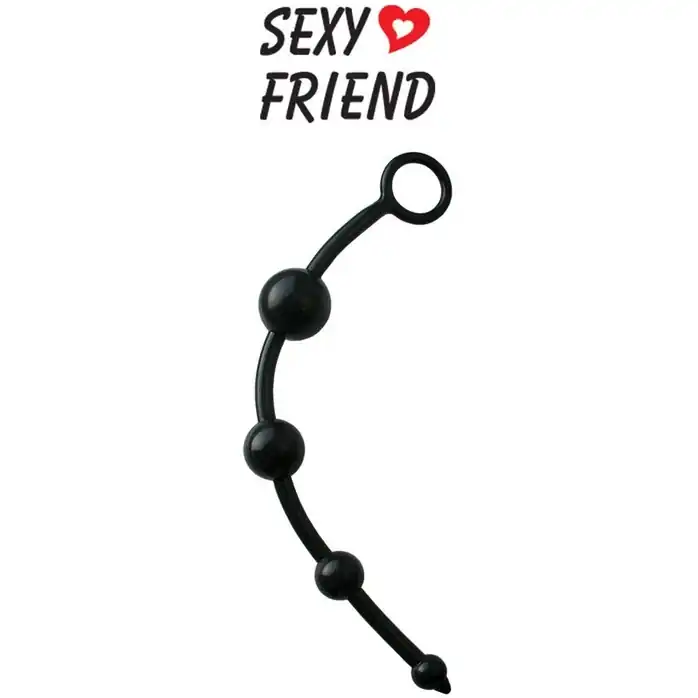Черная анальная цепочка ANAL STIMULATOR MINI с колечком - 23 см - SEXY FRIEND