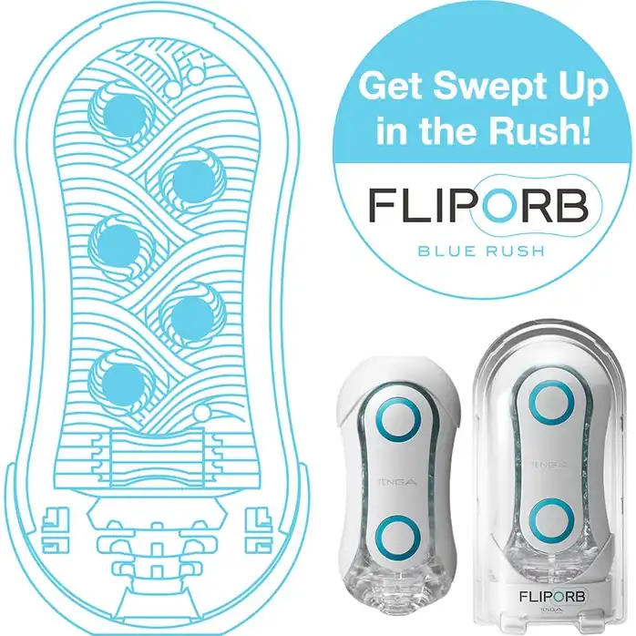 Мастурбатор Tenga Flip ORB Blue Rush - FLIP Series. Фотография 3.