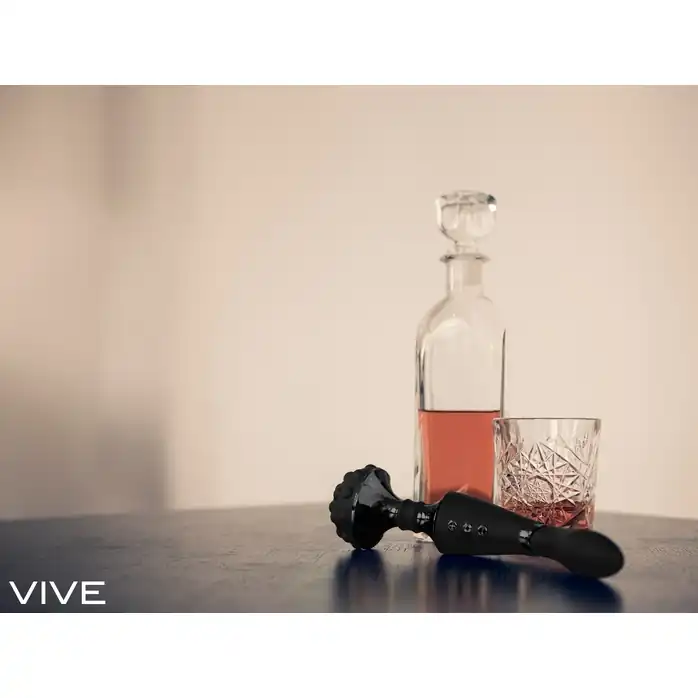 Черный двухсторонний вибромассажер Shiatsu - 27 см - Vive. Фотография 4.