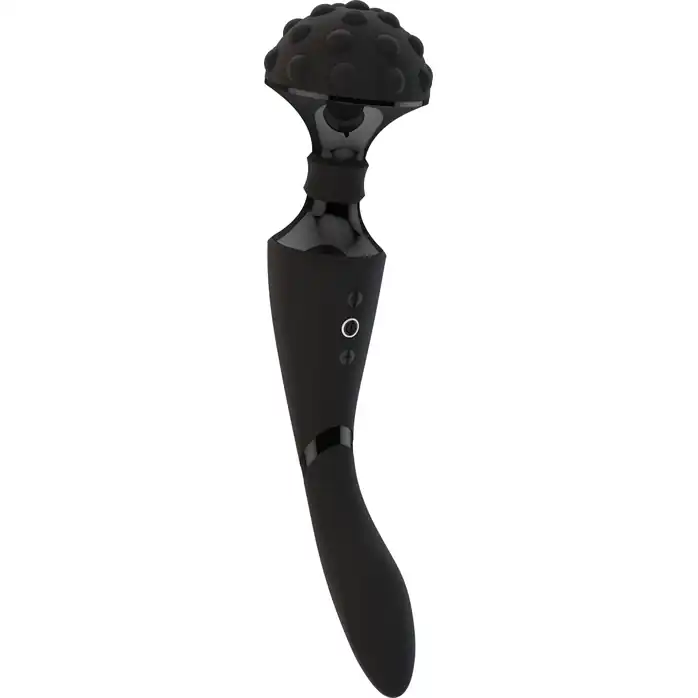Черный двухсторонний вибромассажер Shiatsu - 27 см - Vive