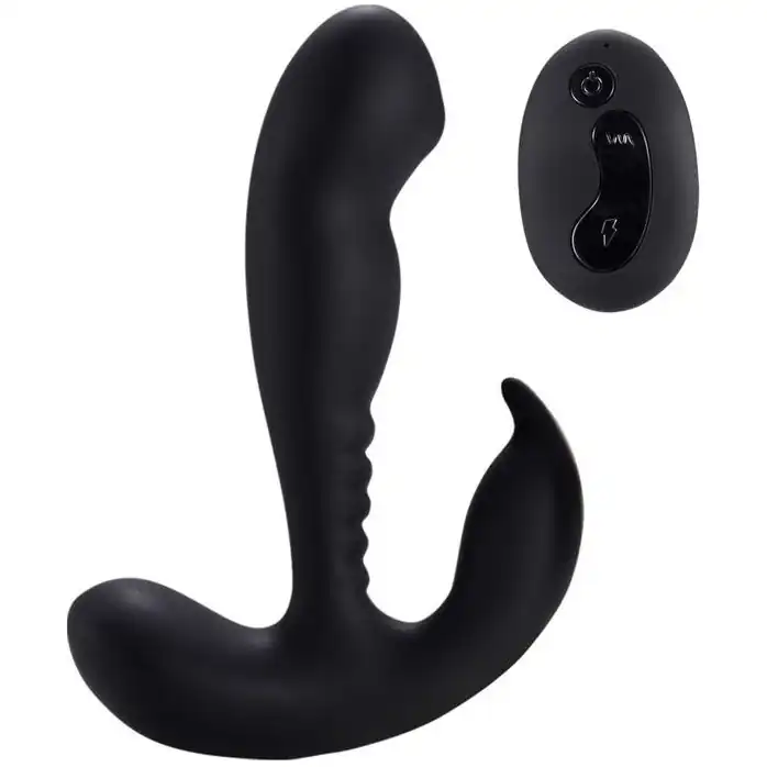 Черный стимулятор простаты Remote Control Prostate Stimulator with Rolling Ball - 13,3 см