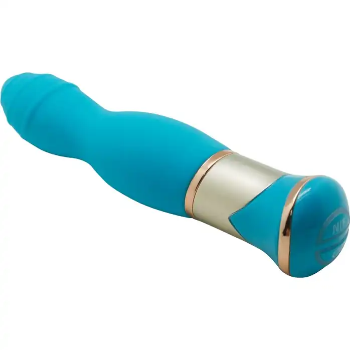 Голубой вибратор с ротацией ECSTASY Deluxe Rippled Vibe - 20 см. Фотография 4.