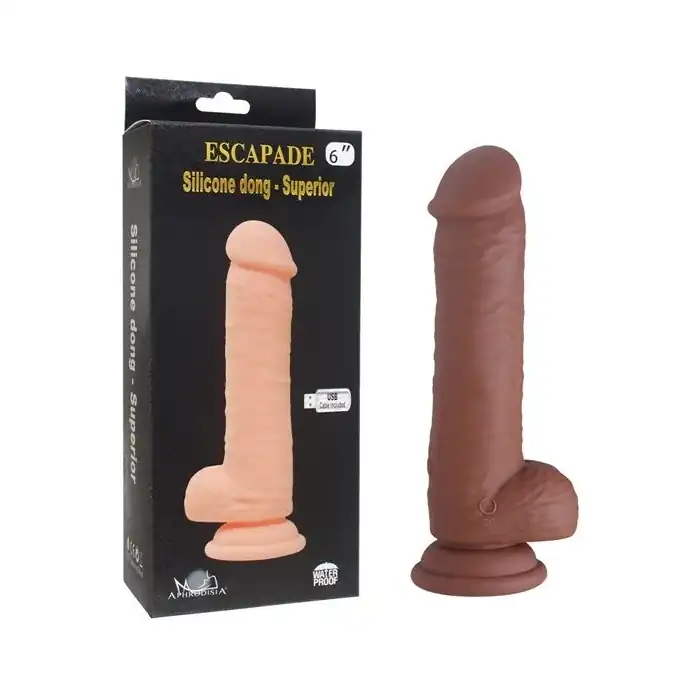 Коричневый вибратор-реалистик Superior Dong из силикона - 17,5 см. Фотография 3.