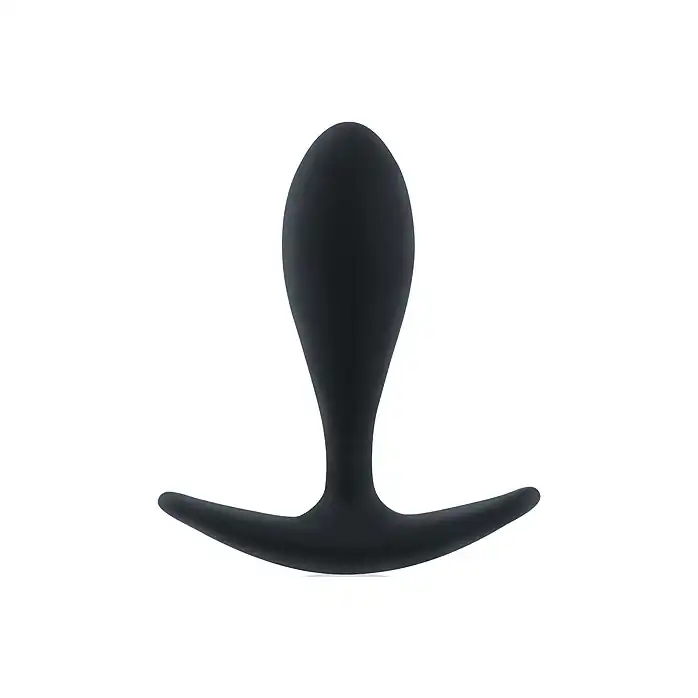 Черная гладкая анальная пробка с ограничительным основанием - 7,4 см - SEX EXPERT