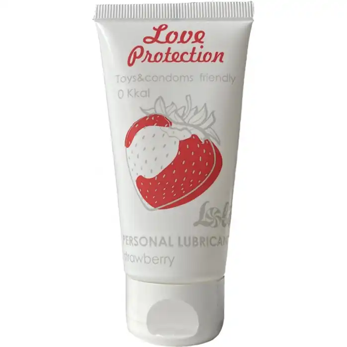 Лубрикант на водной основе с ароматом клубники Love Protection Strawberry - 50 мл - Love Protection