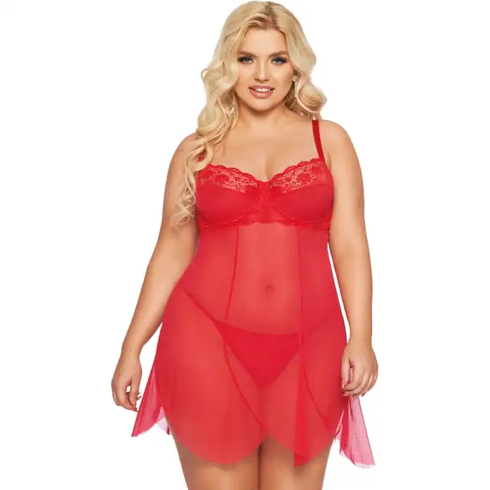 Сорочка бэби-долл Carla - Plus size. Фотография 3.