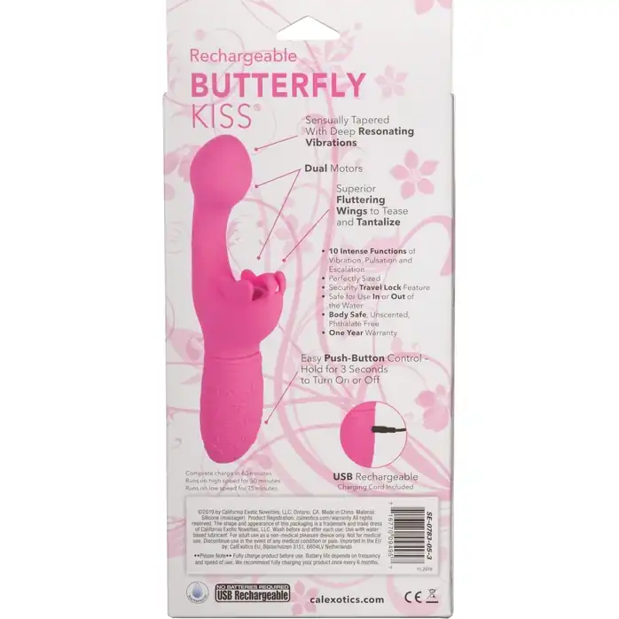 Розовый вибратор-кролик Rechargeable Butterfly Kiss. Фотография 10.