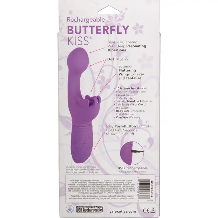 Фиолетовый вибратор-кролик Rechargeable Butterfly Kiss. Фотография 10.