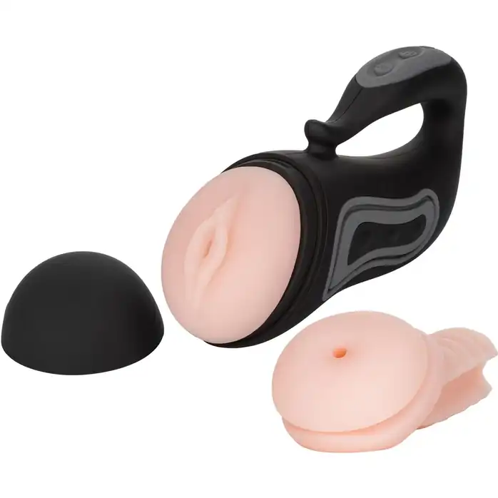 Перезаряжаемый вибромастурбатор с двумя сменными вставками Optimum Power Grip-N-Stroke - Optimum Power