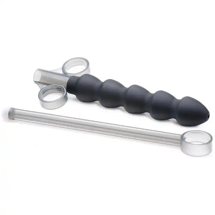 Черный шприц-аппликатор для введения лубриканта Silicone Links Lube Launcher - 19,7 см - Master Series. Фотография 3.