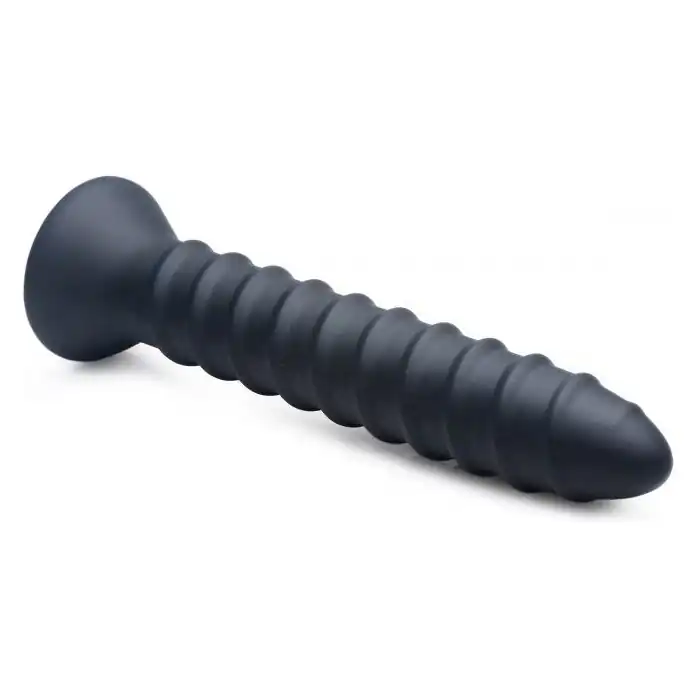 Черный спиралевидный вибромассажер Power Screw 10X Spiral Silicone Vibrator - 20,3 см - Master Series. Фотография 3.