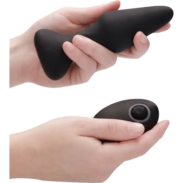 Черный анальный вибромассажер N 81 Rechargeable Remote Controlled Butt Plug - 14 см - Sono. Фотография 3.