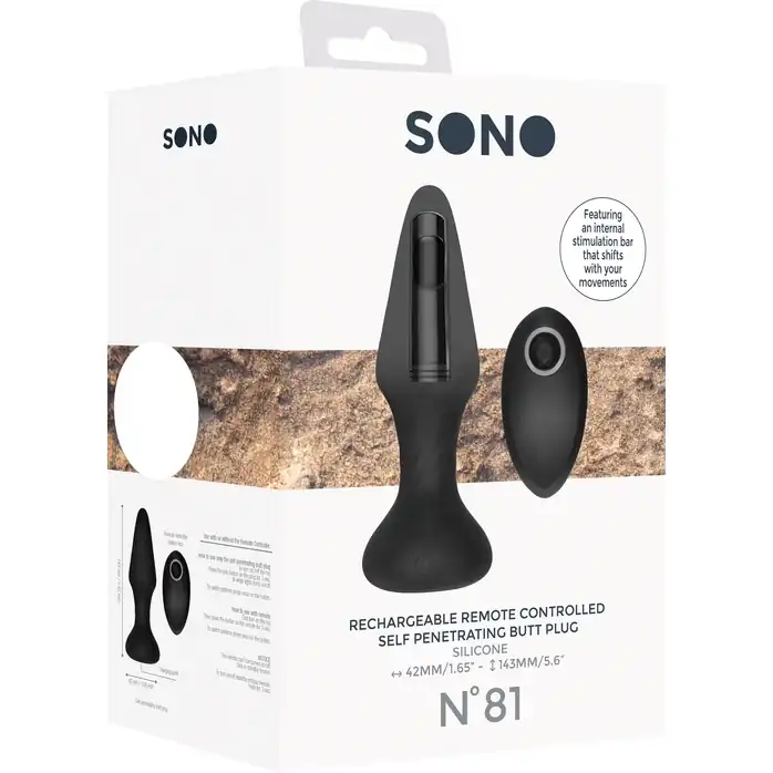 Черный анальный вибромассажер N 81 Rechargeable Remote Controlled Butt Plug - 14 см - Sono. Фотография 9.