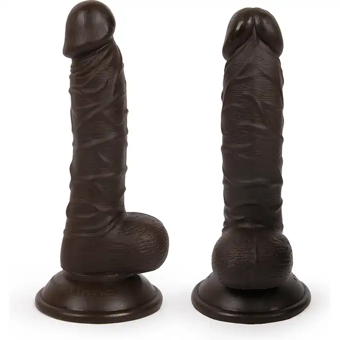 Коричневый реалистичный фаллоимитатор на присоске - 19,5 см - EROWOMAN REALISTIC. Фотография 3.