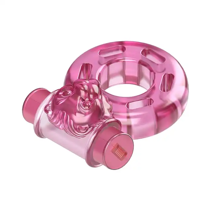 Розовое эрекционное виброкольцо Pink Bear. Фотография 3.