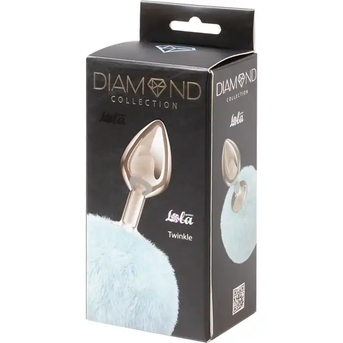 Серебристая анальная пробка с голубым пушистым хвостиком Twinkle - Diamond. Фотография 3.