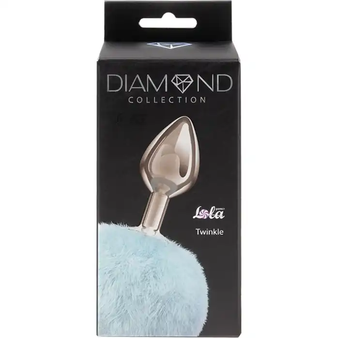 Серебристая анальная пробка с голубым пушистым хвостиком Twinkle - Diamond. Фотография 4.