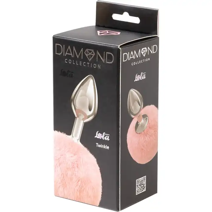 Серебристая анальная пробка с розовым пушистым хвостиком Twinkle - Diamond. Фотография 3.